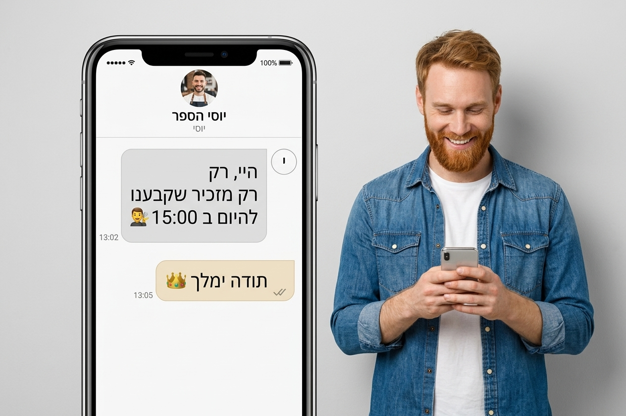 דוגמה לתזכורת אוטומטית בוואטסאפ מ-Easy2Q